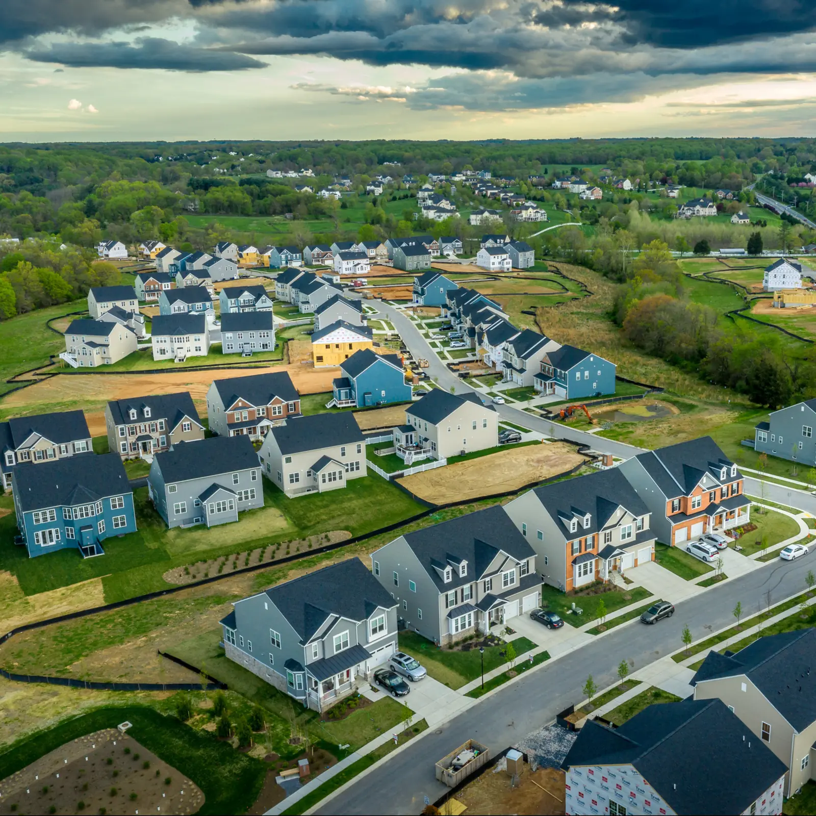 An aerial view of a Maryland neighborhood