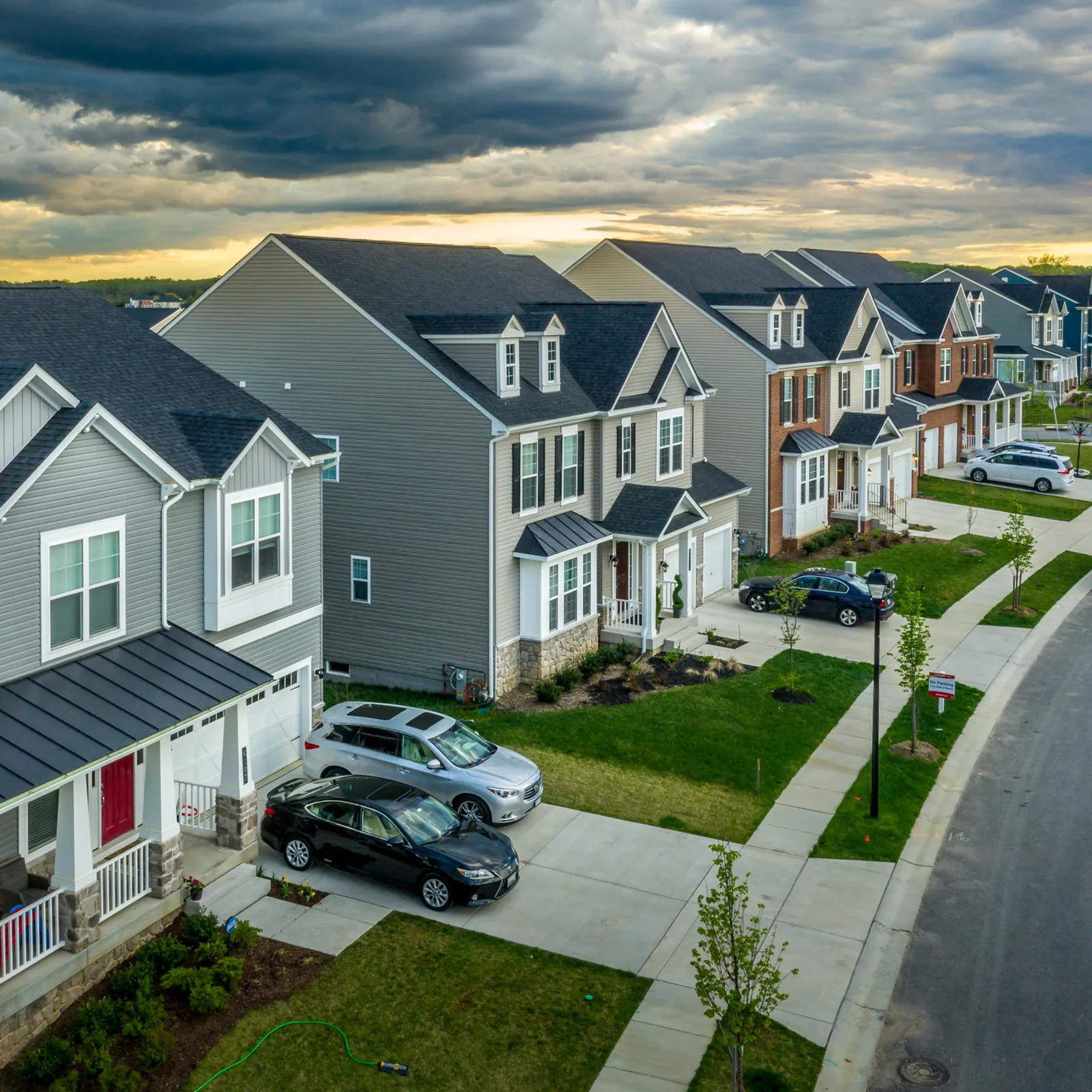 Maryland homes at dusk